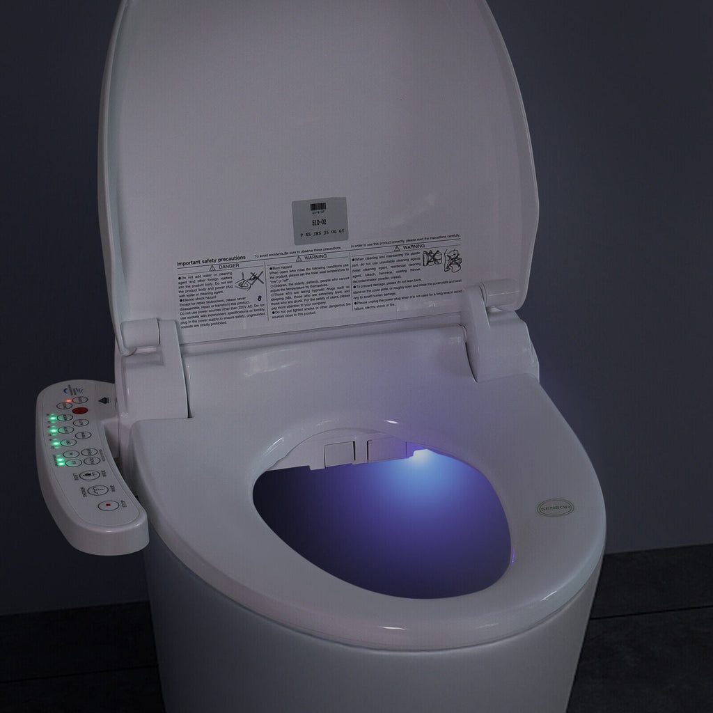 Premium Heated Electric Bidet Toilet Seat with LED Lighting - Luxurious Comfort in White