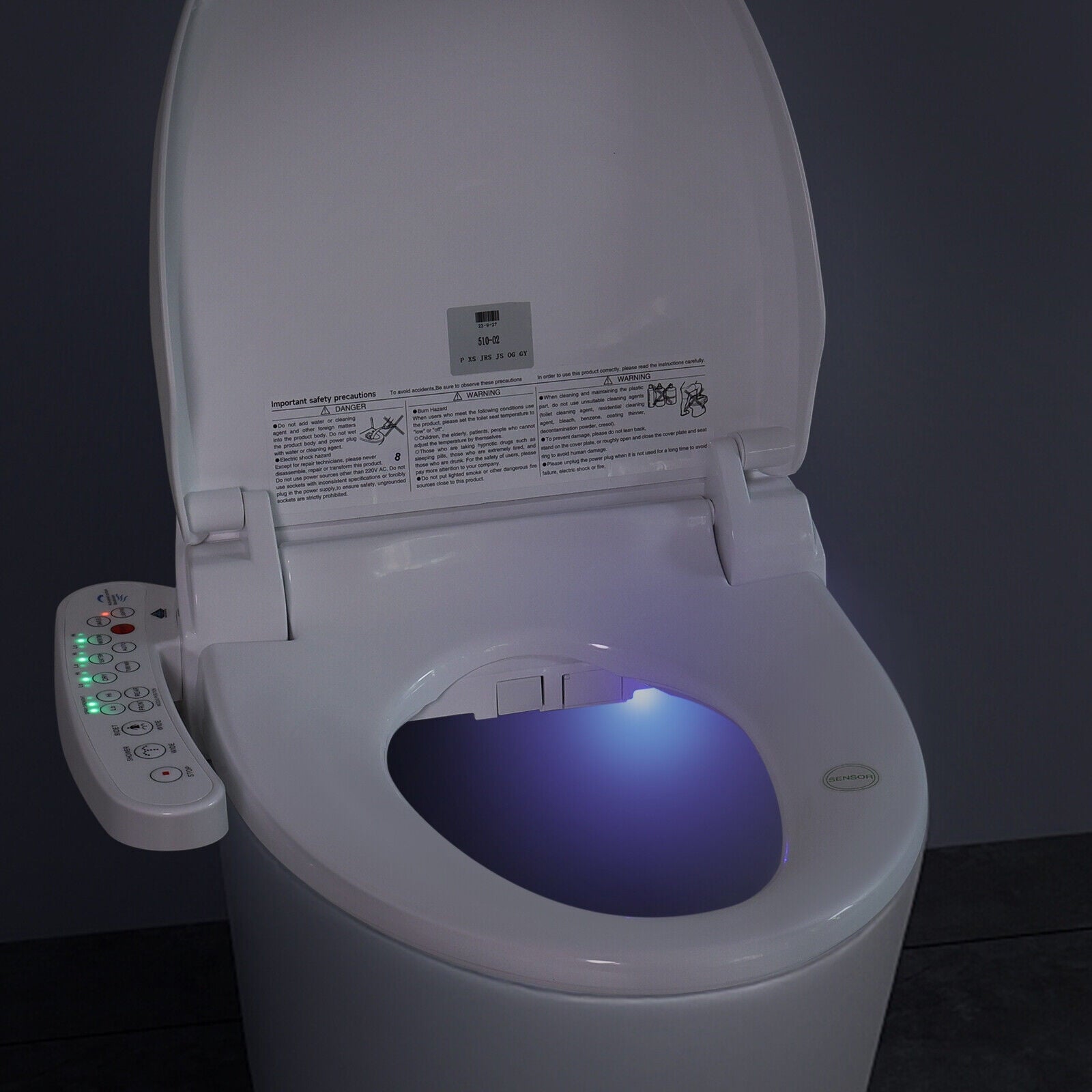 Premium Heated Electric Bidet Toilet Seat with LED Lighting - Luxurious Comfort in White