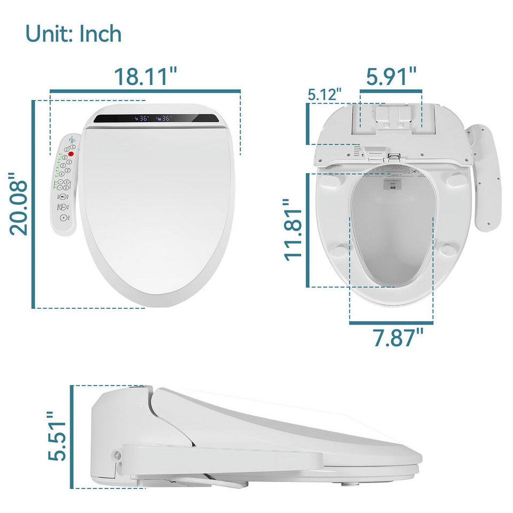 Premium Heated Electric Bidet Toilet Seat with LED Lighting - Luxurious Comfort in White