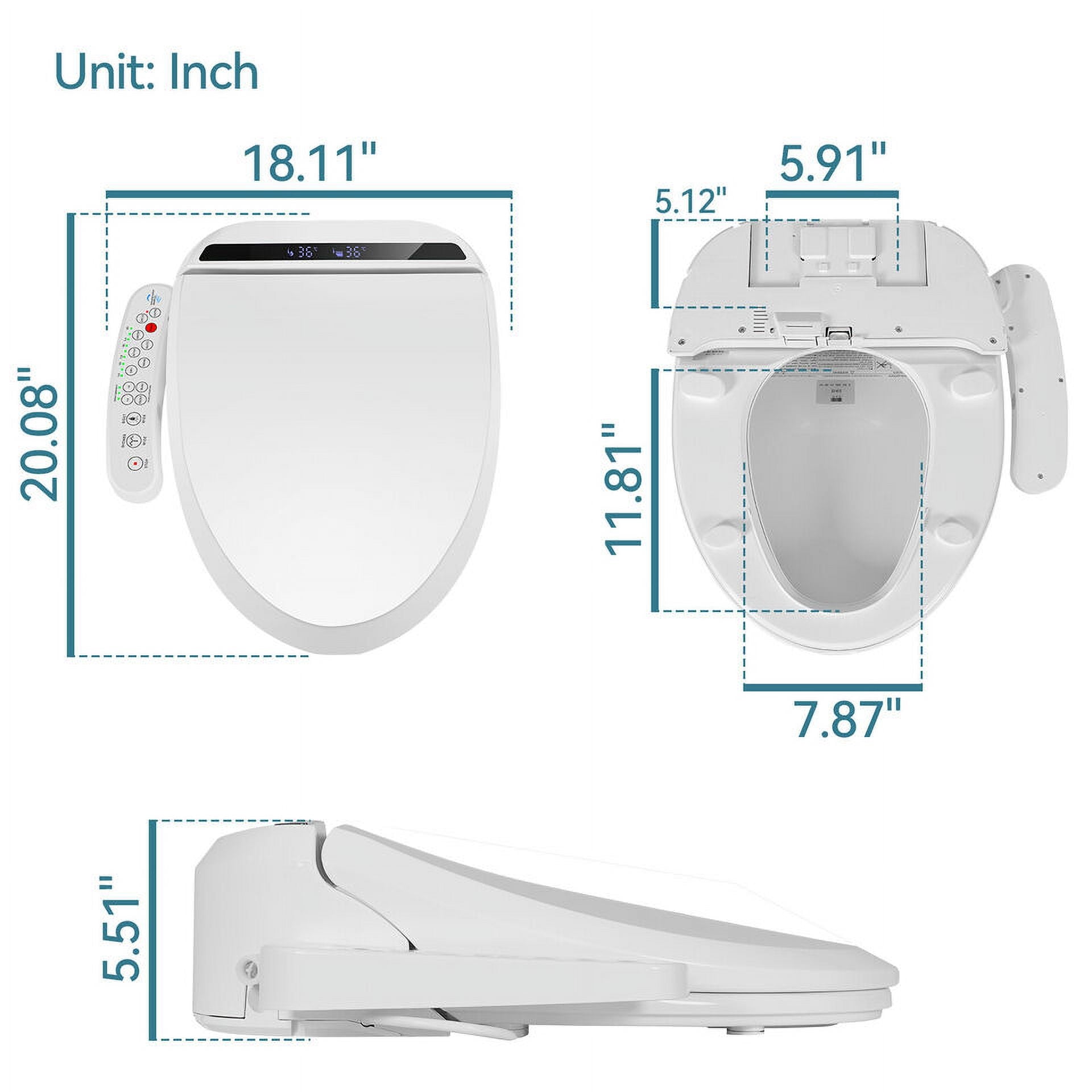 Premium Heated Electric Bidet Toilet Seat with LED Lighting - Luxurious Comfort in White
