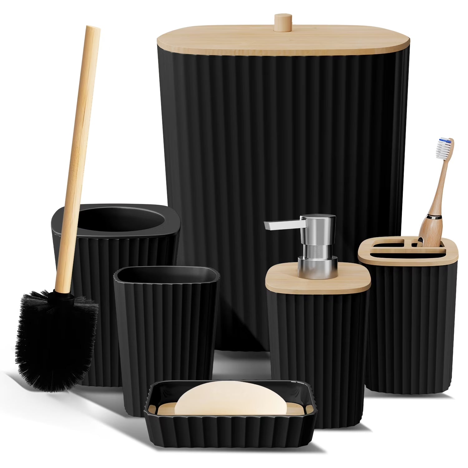 Designer Inspired 6 Piece Bathroom Accessories Collection