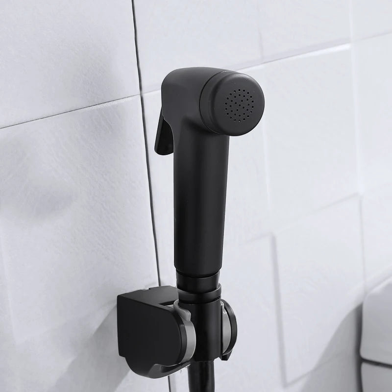 Elevate Your Hygiene Routine with the Stylish Black Handheld Bidet Sprayer Set - Complete with Hose and Holder