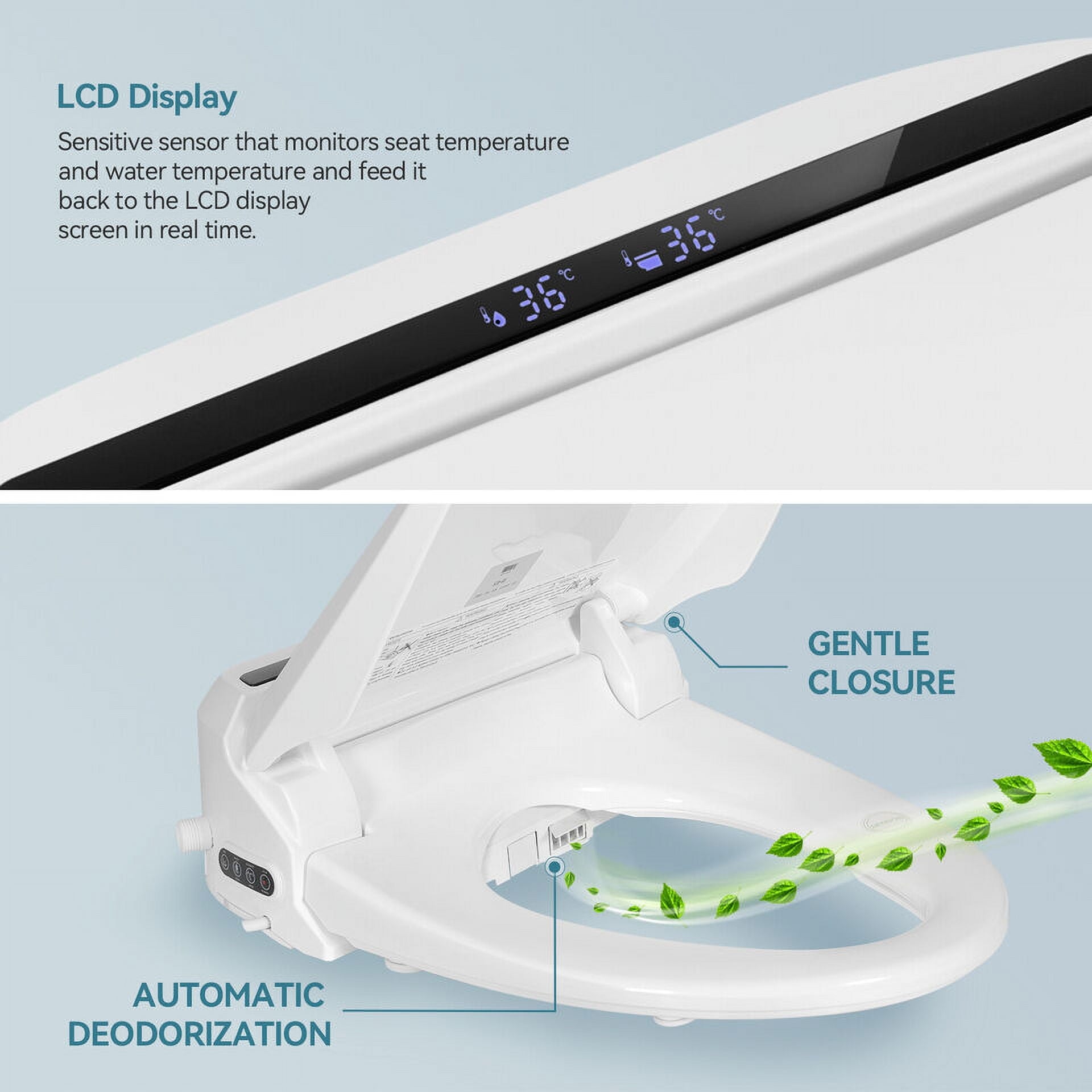 Premium Heated Electric Bidet Toilet Seat with LED Lighting - Luxurious Comfort in White