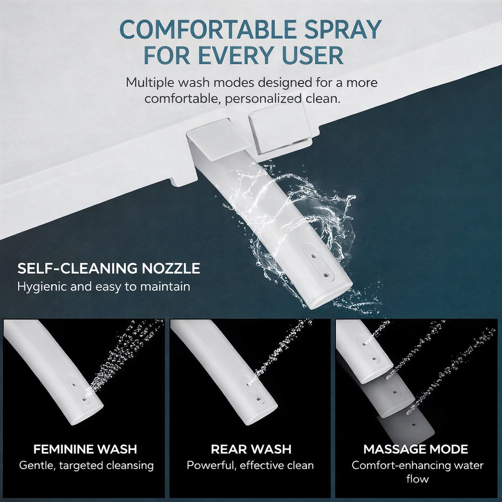 Premium Heated Electric Bidet Toilet Seat with LED Lighting - Luxurious Comfort in White